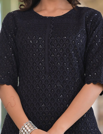 Blissful Black Heavy Embroidered Suit